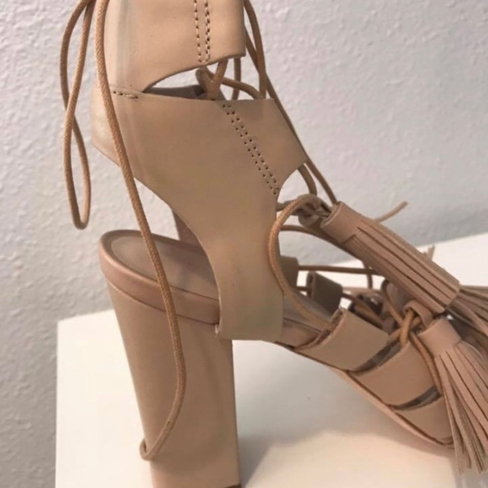 Loeffler Randall Nude Lace Up Luz Sandals Size 7 - Picture 7 of 9